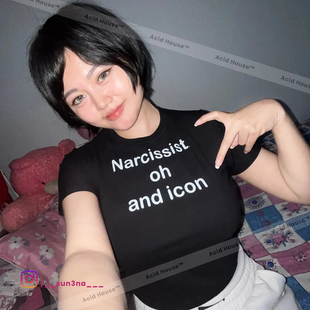 Narcissist Oh and Icon Baby Tee – Black Crop Top