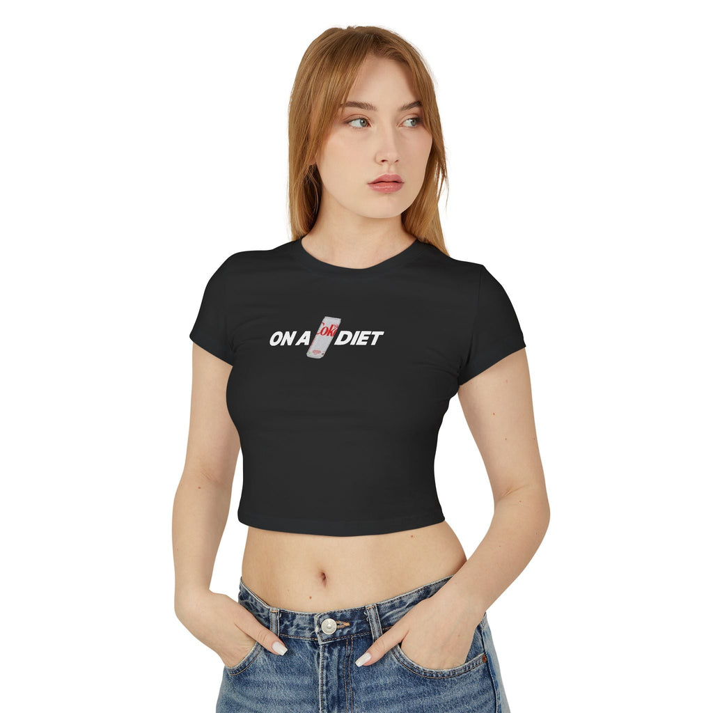 On A Diet Black Baby Tee for Women | Trendy Graphic Crop Top | physical by 303™ (formerly 303)