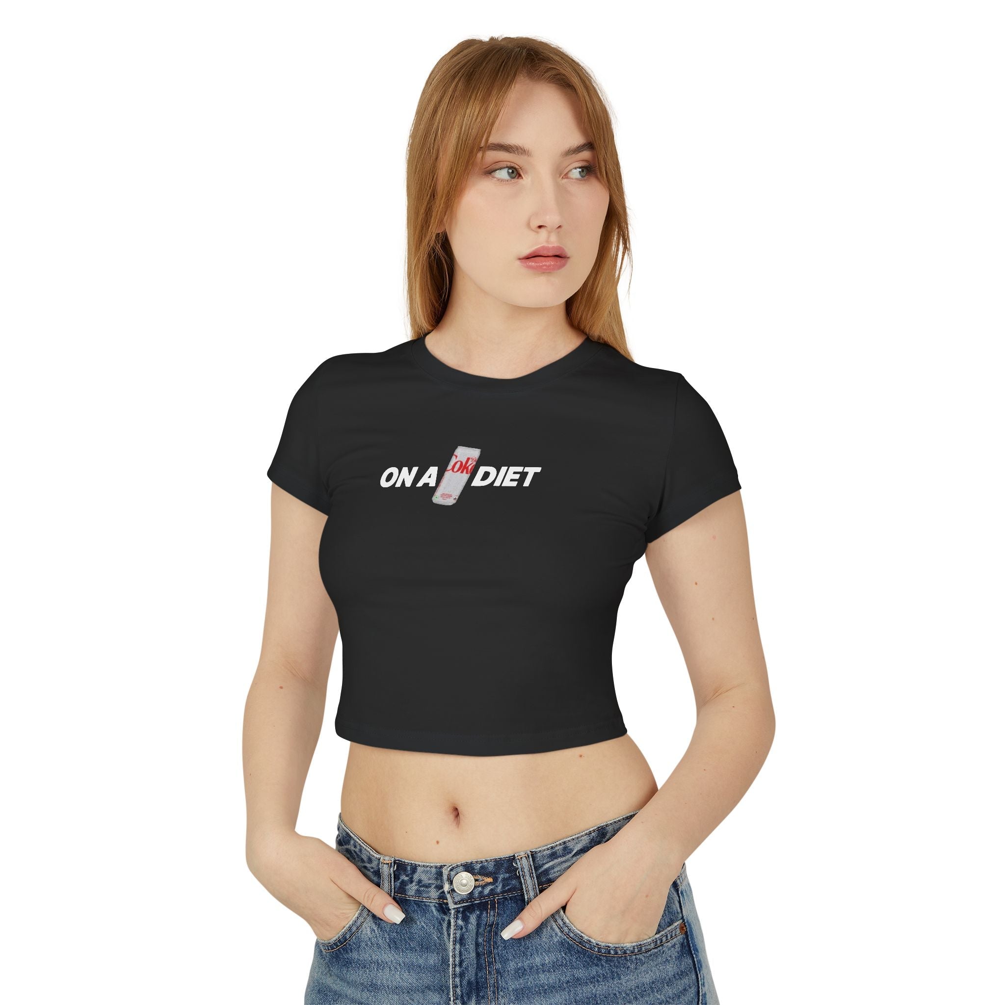 On A Diet Black Baby Tee for Women | Trendy Graphic Crop Top | physical by 303™ (formerly 303)