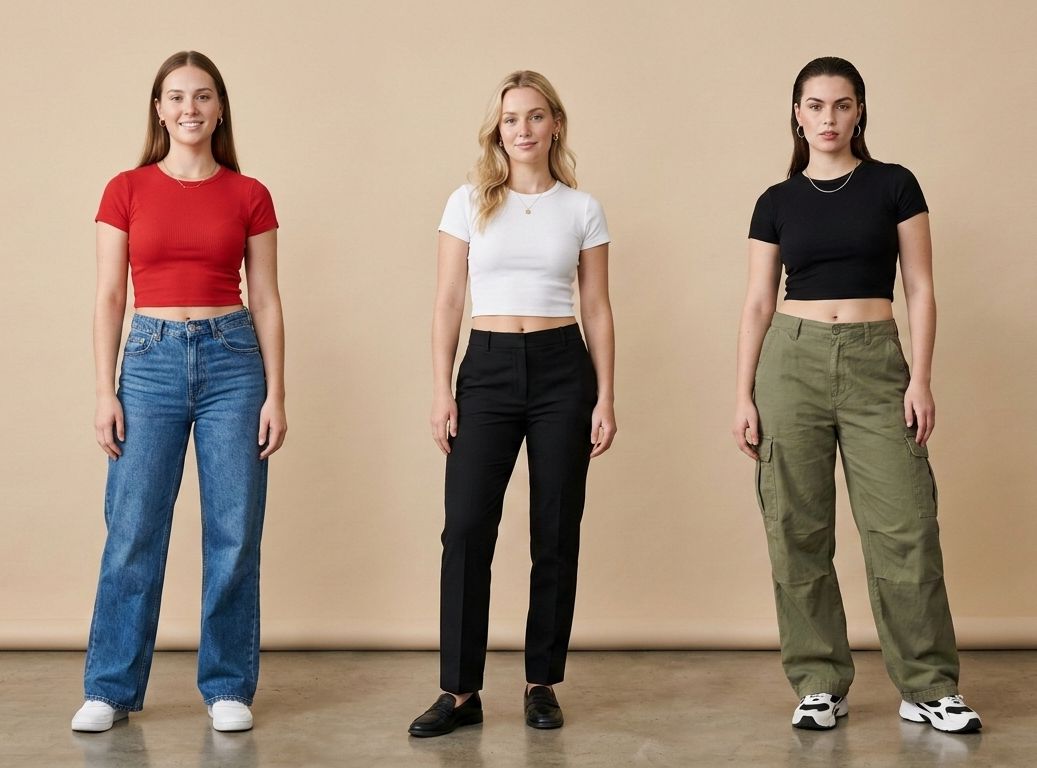 Pack of 3 Baby Tees for Women – Red, White & Black | Stretchable Lycra Cotton Fitted Crop Tops | physical by 303™ (formerly 303)