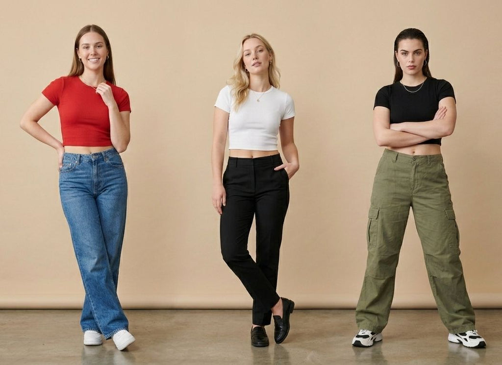 Pack of 3 Baby Tees for Women – Red, White & Black | Stretchable Lycra Cotton Fitted Crop Tops | physical by 303™ (formerly 303)