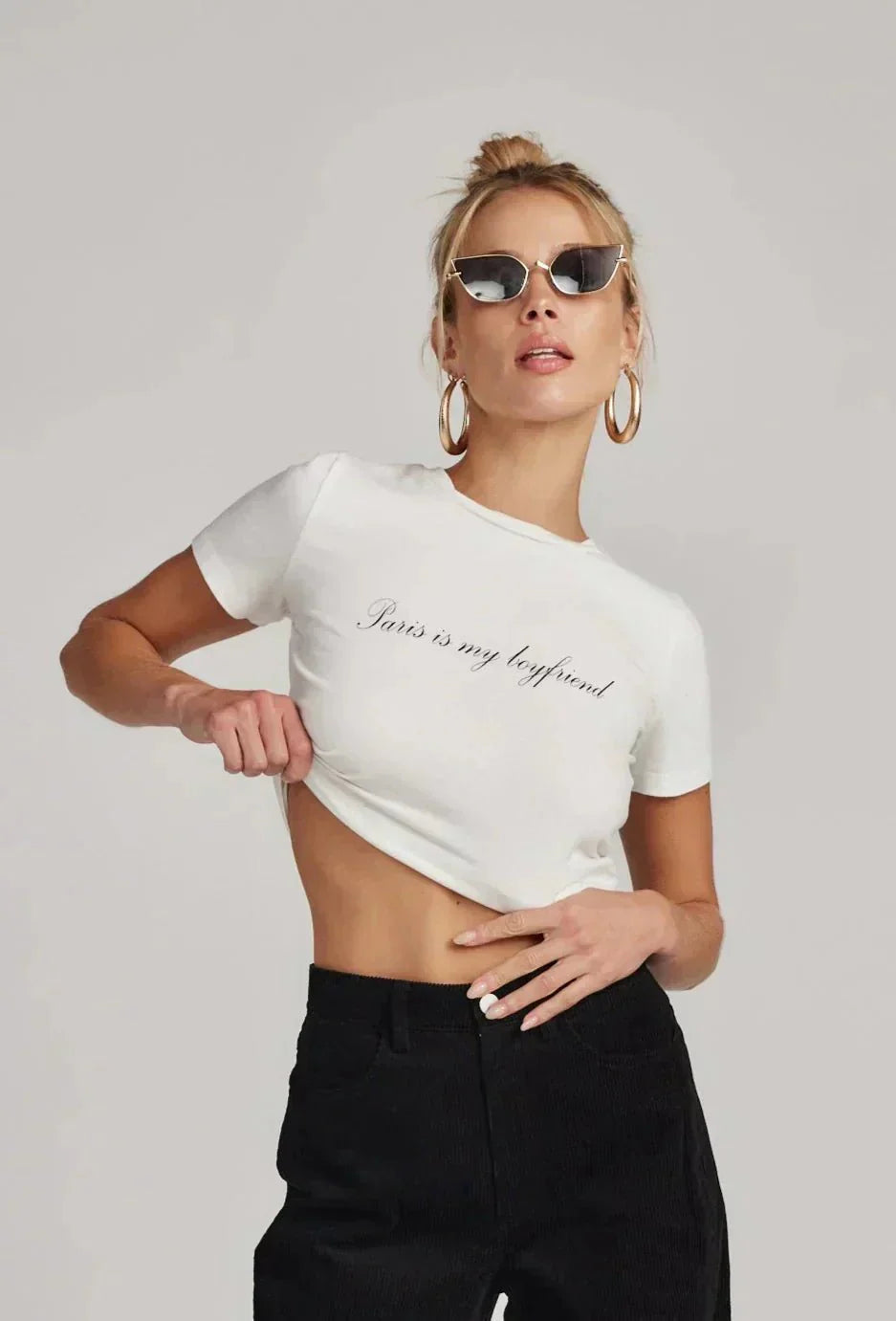 Paris Is My Boyfriend White Crop Tee – For That City Girl Energy | physical by 303™ (formerly 303)