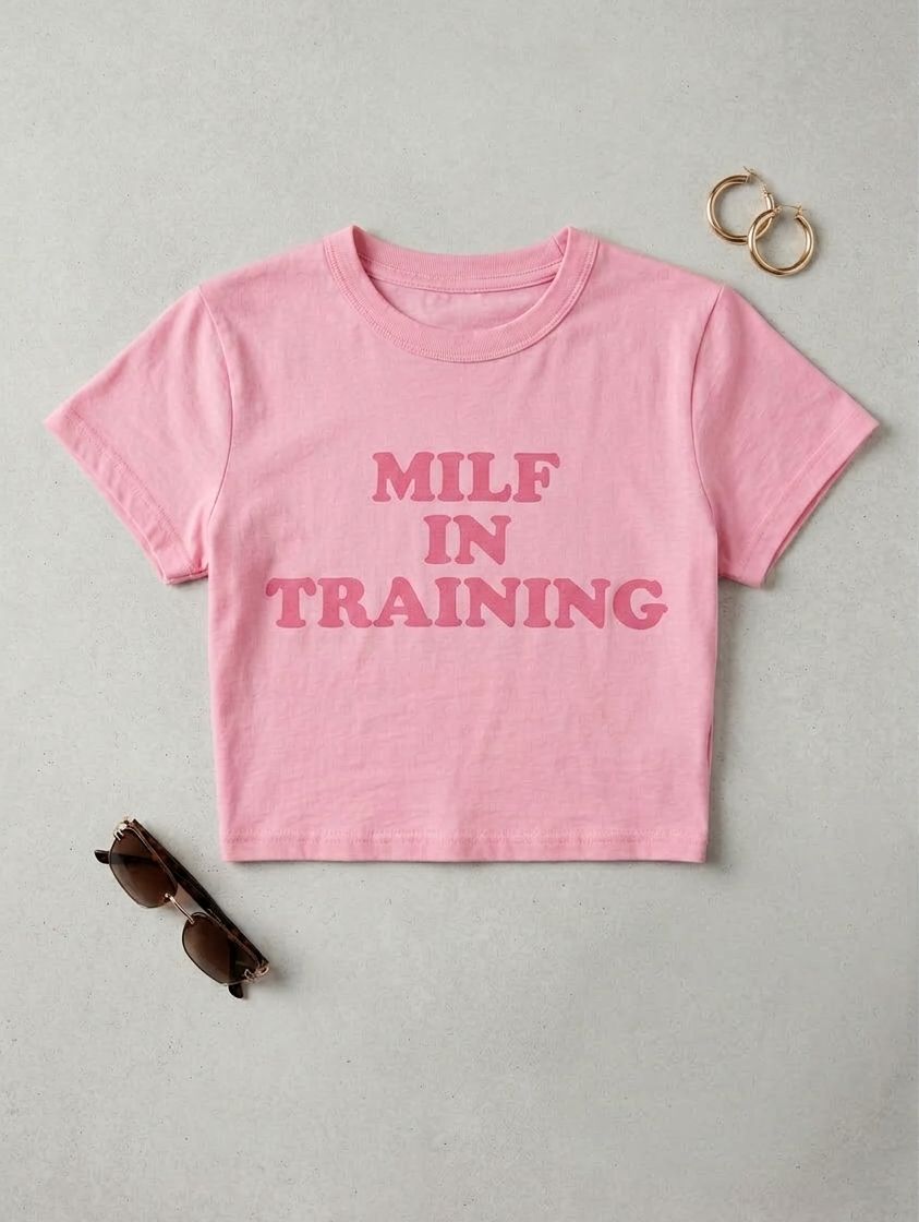 Pink “MILF In Training” Crop Top for Women | Slim Fit Graphic Baby Tee | physical by 303™ (formerly 303)