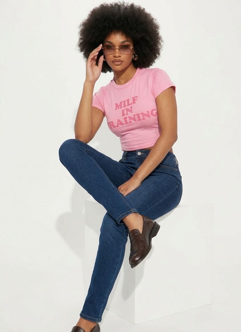 Pink “MILF In Training” Crop Top for Women | Slim Fit Graphic Baby Tee | physical by 303™ (formerly 303)