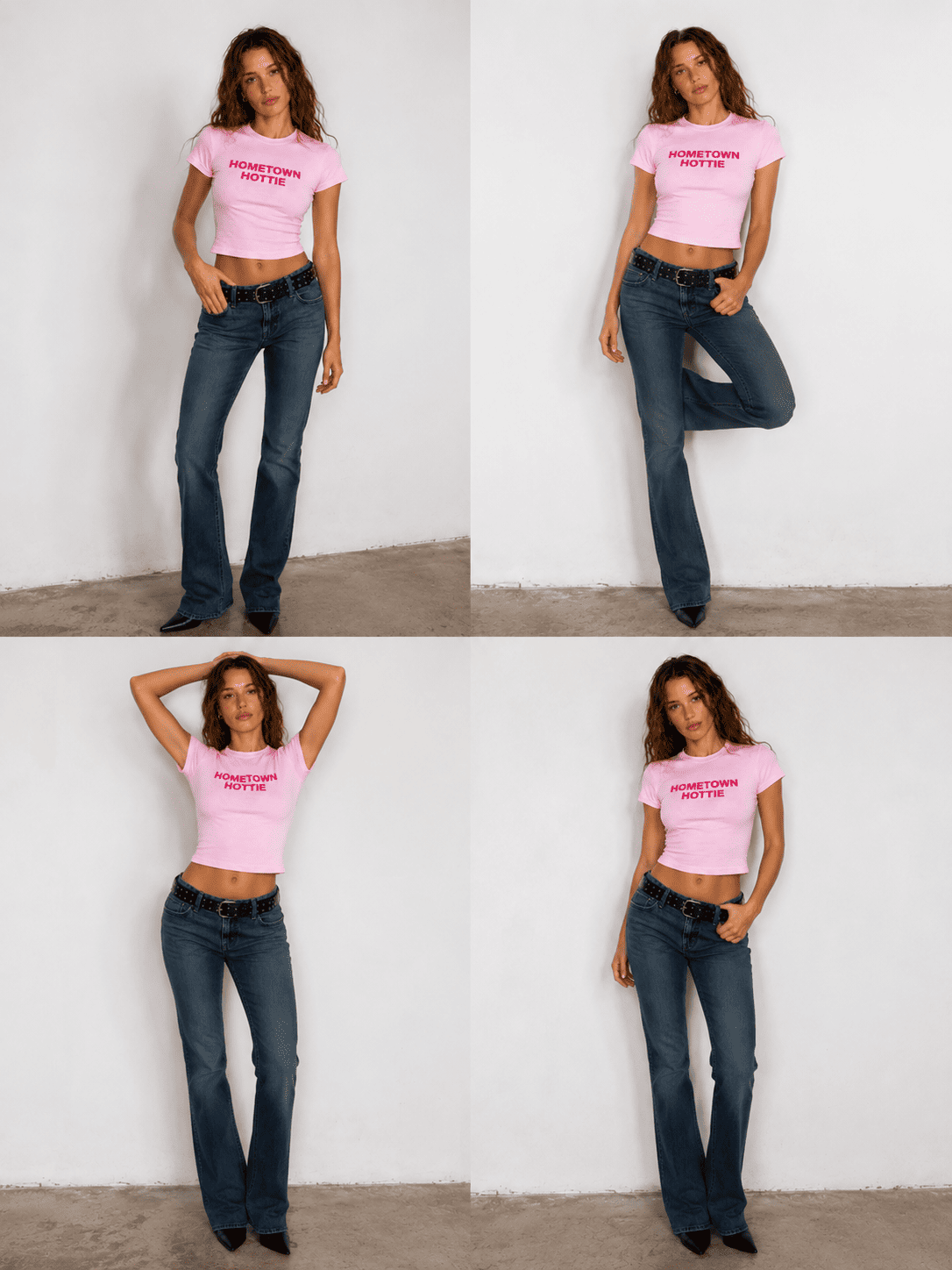 Pink Hometown Hottie Baby Tee | Fitted Graphic Crop Top for Women