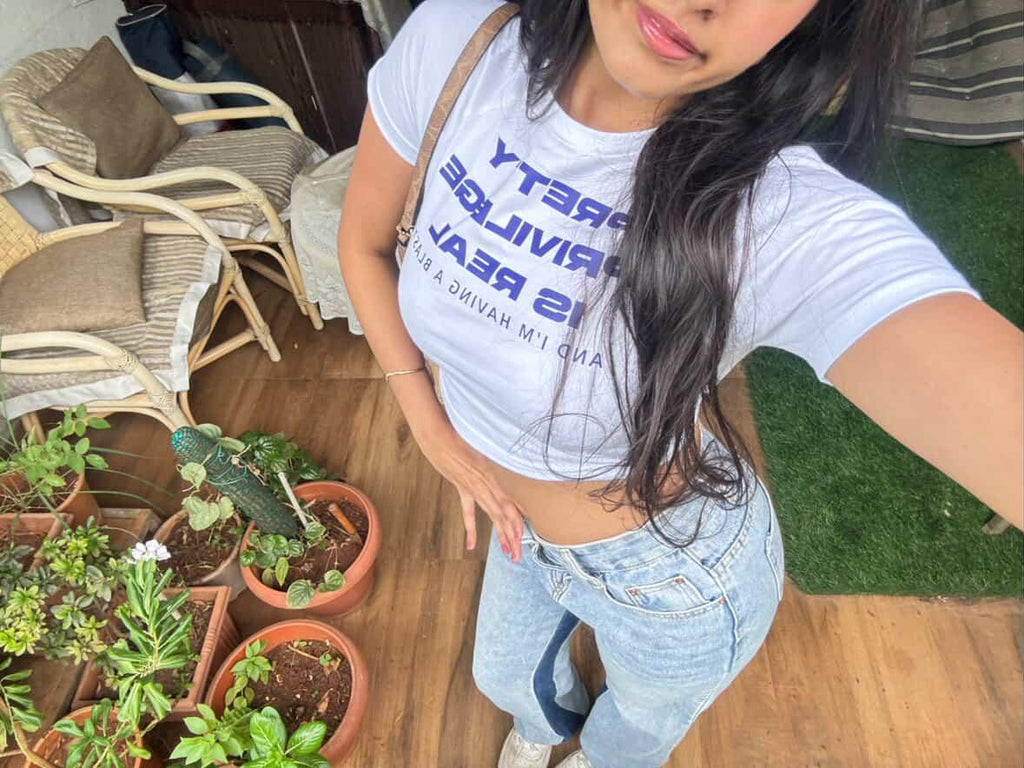 Pretty Privilege Baby Tee – Trendy Fitted Crop Top for Women | physical by 303™ (formerly 303)