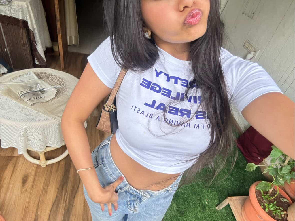 Pretty Privilege Baby Tee – Trendy Fitted Crop Top for Women | physical by 303™ (formerly 303)