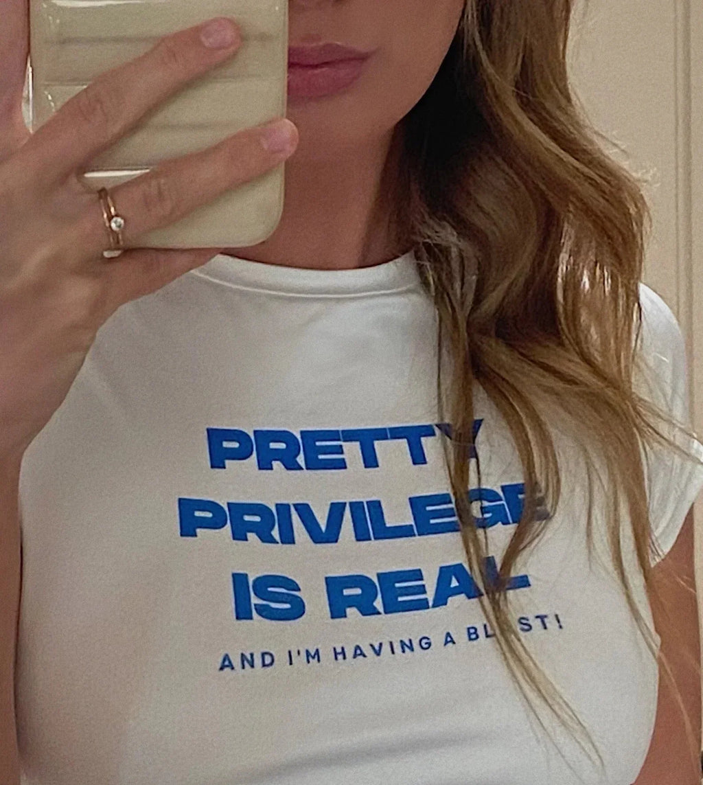 Pretty Privilege Baby Tee – Trendy Fitted Crop Top for Women | physical by 303™ (formerly 303)