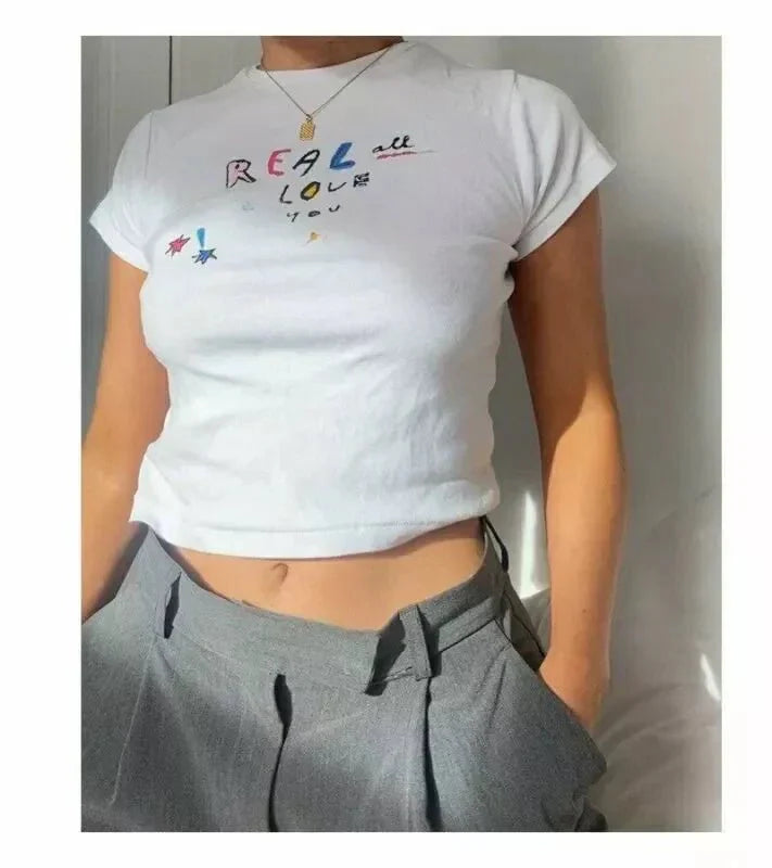 Real All Love You Crop Top – White Baby Tee | physical by 303™ (formerly 303)
