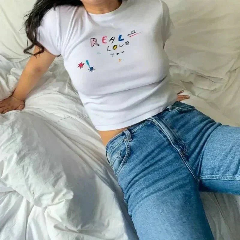 Real All Love You Crop Top – White Baby Tee | physical by 303™ (formerly 303)