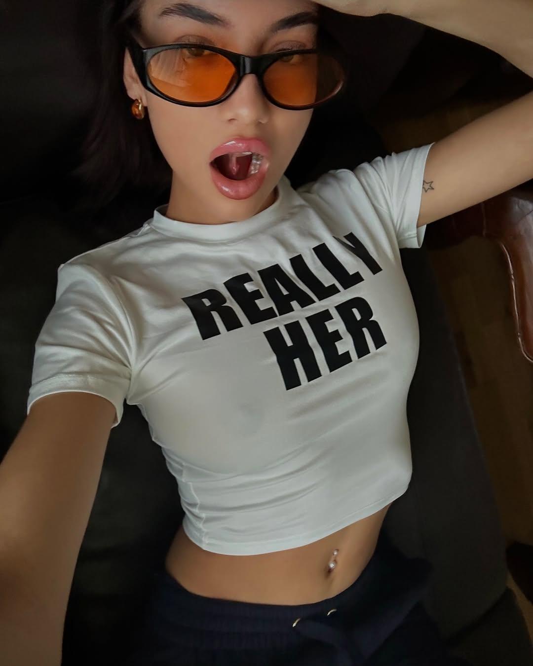 Really Her White Baby Tee for Women | Slim Fit Crop T-Shirt with Bold Text Print | physical by 303™ (formerly 303)