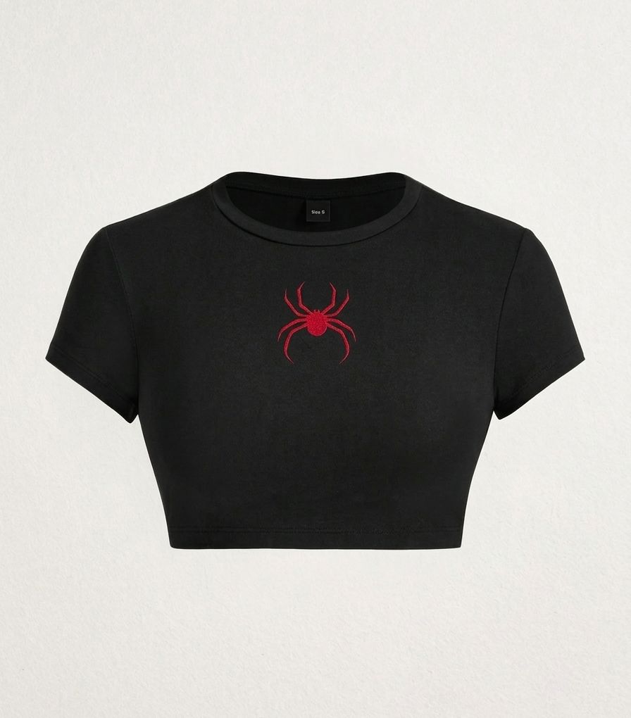 Red Spider Baby Tee Crop Top for Women | 303 Graphic Fitted Tee | physical by 303™ (formerly 303)