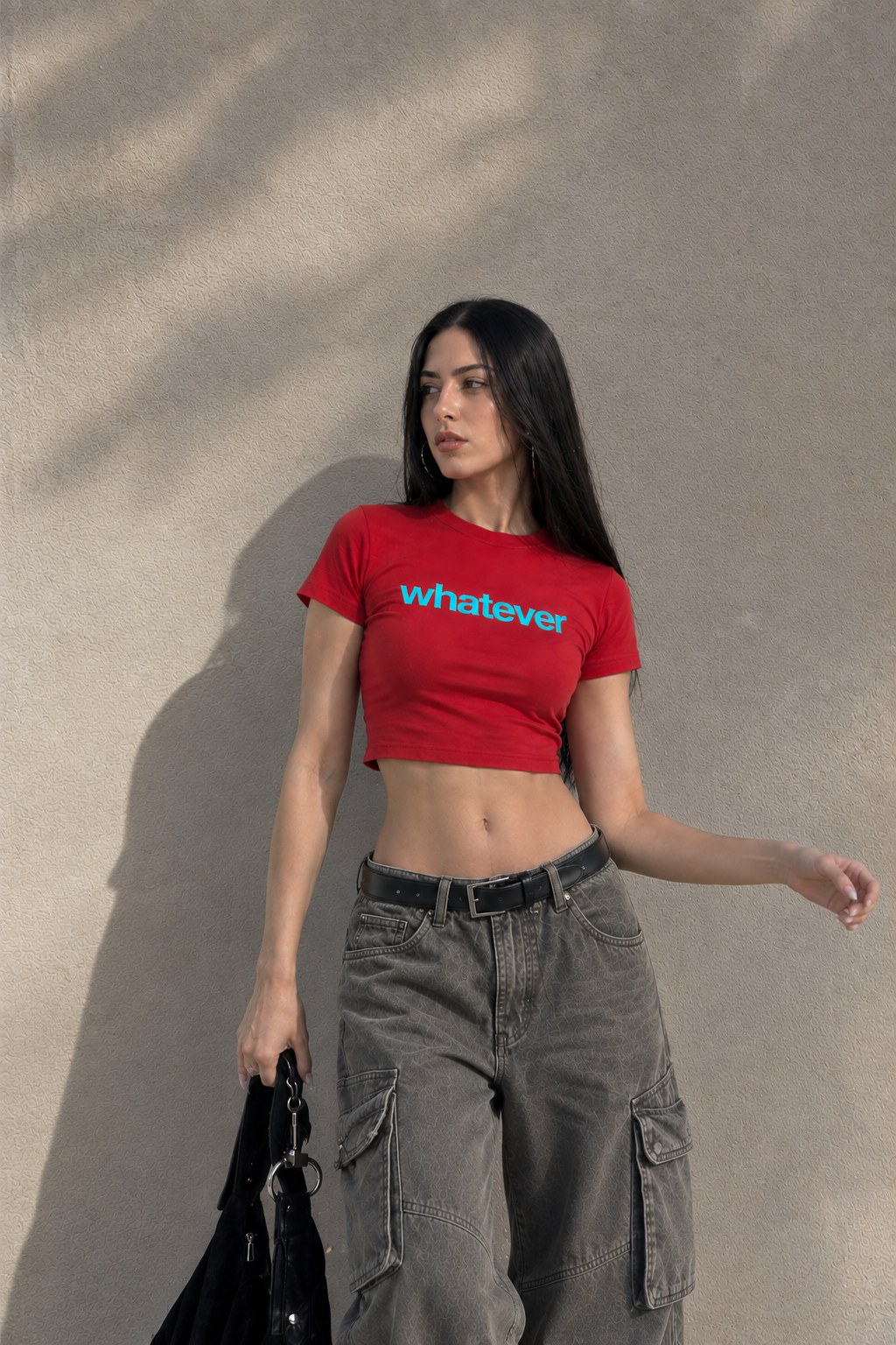 Red Whatever Baby Tee – Women’s Cotton Crop Top