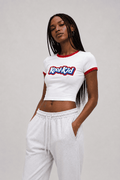 Kool-Kid Graphic Ringer Crop Top | Retro Y2K Baby Tee