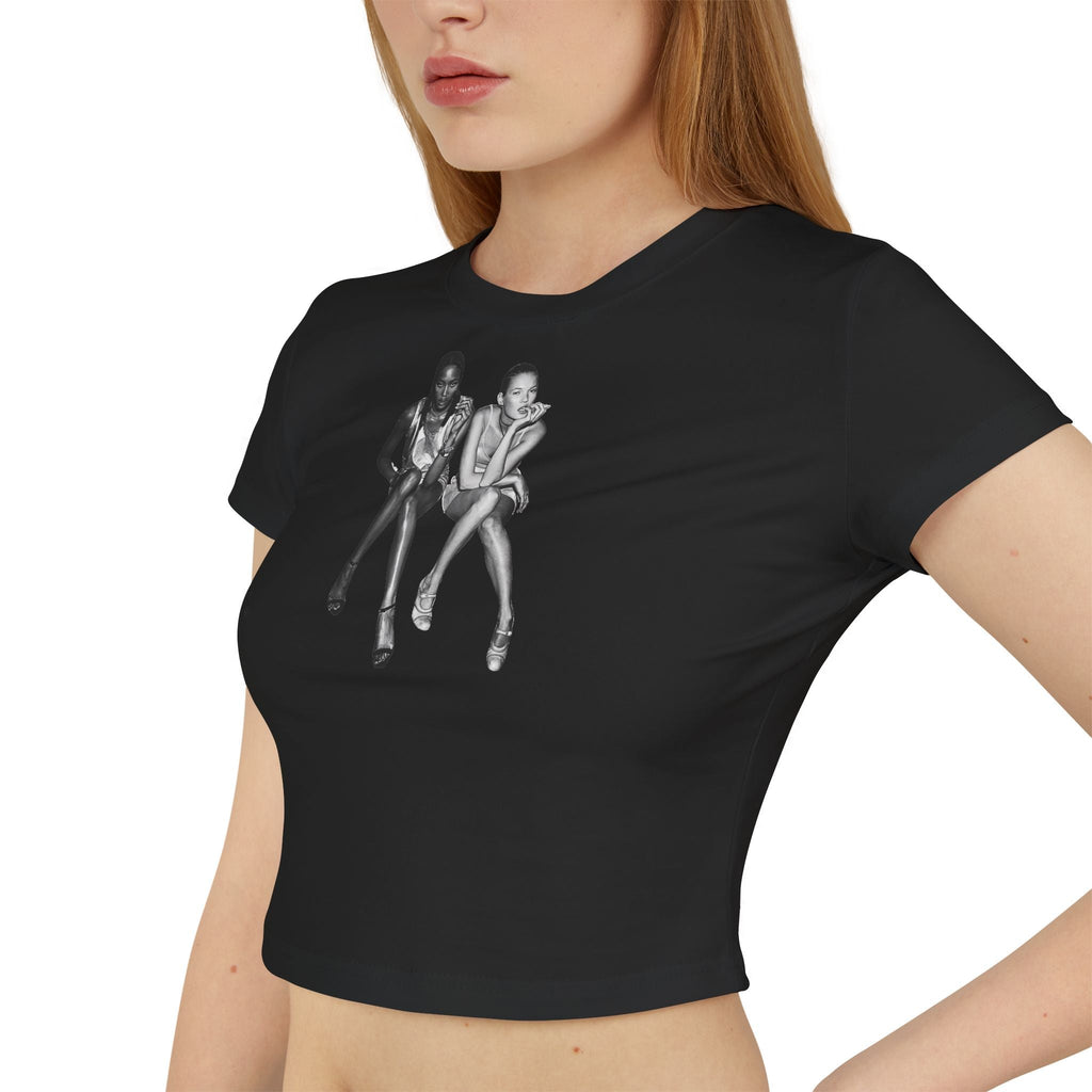 Retro Model Graphic Baby Tee for Women – Cropped Streetwear Top in Black | physical by 303™ (formerly 303)