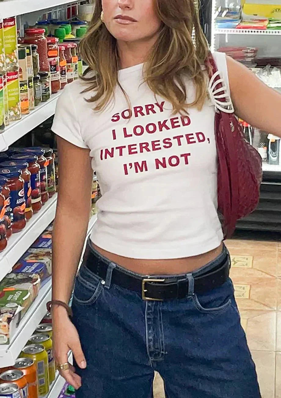 Sorry I Look Interested I'm Not Baby Tee | Crop Top | physical by 303™ (formerly 303)