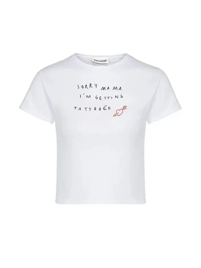 Sorry Mama Baby Tee – White Aesthetic Crop Top | physical by 303™ (formerly 303)