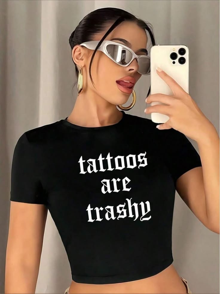 Tattoos Are Trashy Black Baby Tee for Women | physical by 303™ (formerly 303)