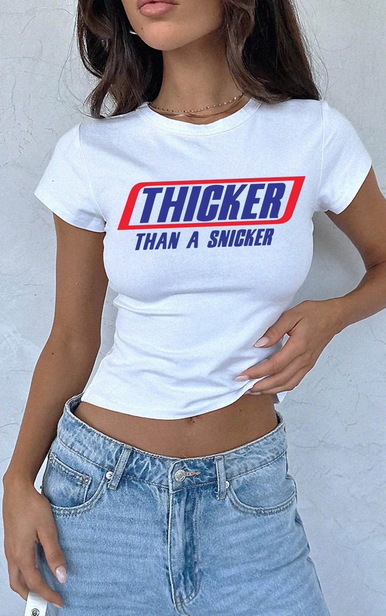 Thicker Than A Snicker Baby Tee | Crop Top (Black & White) | physical by 303™ (formerly 303)