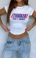 Thicker Than A Snicker Baby Tee | Crop Top (Black & White) | physical by 303™ (formerly 303)