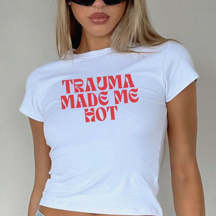 Trauma Made Me Hot Baby Tee for Women | Trendy Crop T-Shirt (Black, White, Red) | physical by 303™ (formerly 303)