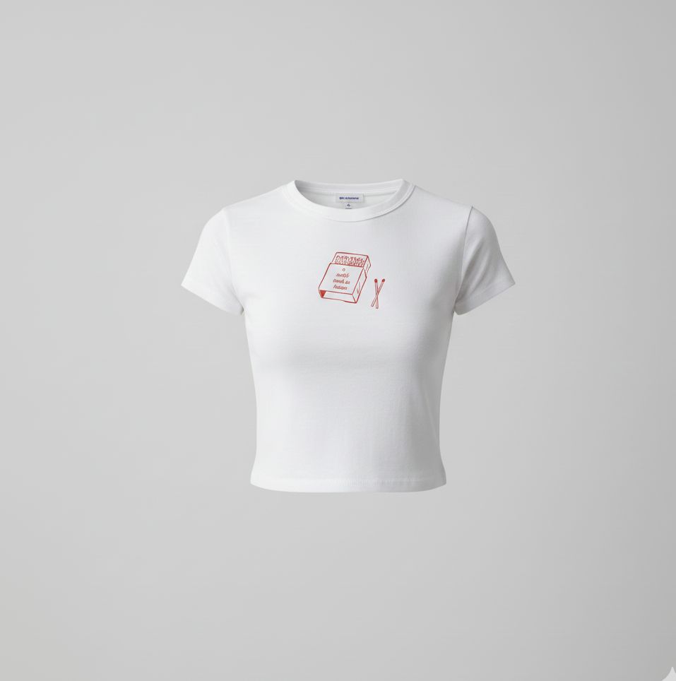 Vintage Matchbox Graphic Baby Tee – Minimalist Aesthetic Tee | physical by 303™ (formerly 303)