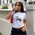 White Balloon Dog Baby Tee – Trendy Women’s Crop Top | physical by 303™ (formerly 303)