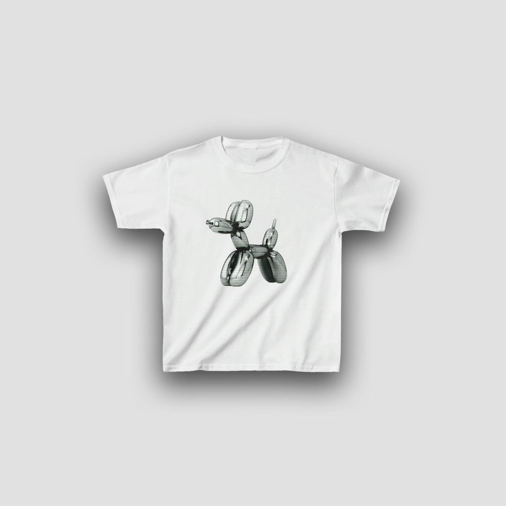 White Balloon Dog Baby Tee – Trendy Women’s Crop Top | physical by 303™ (formerly 303)