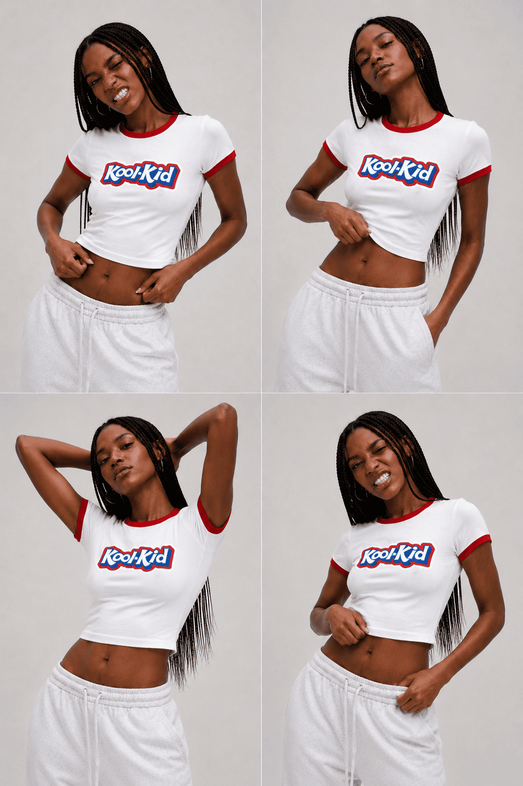 Kool-Kid Graphic Ringer Crop Top | Retro Y2K Baby Tee