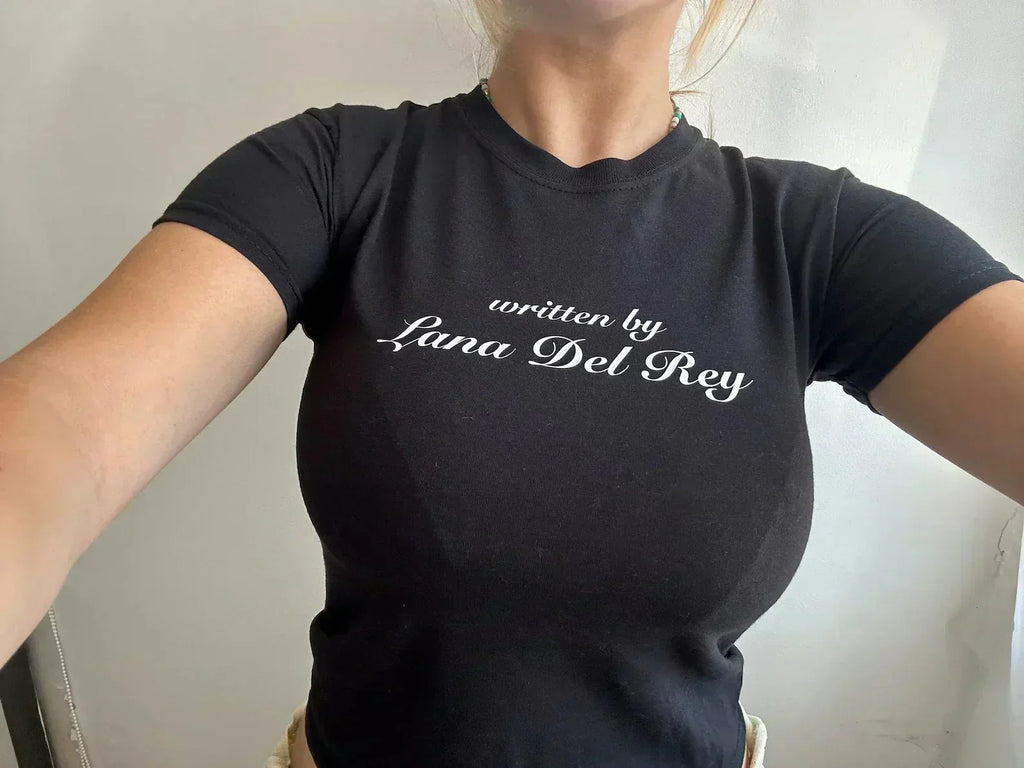 Written by Lana Del Rey Baby Tee – Black Baby Tee | Crop Top | physical by 303™ (formerly 303)