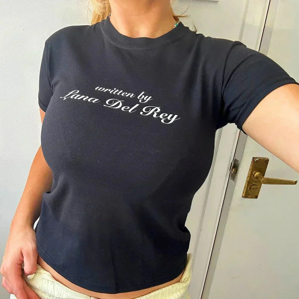 Written by Lana Del Rey Baby Tee – Black Baby Tee | Crop Top | physical by 303™ (formerly 303)