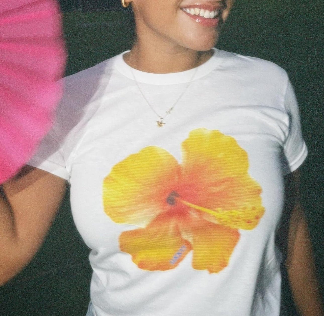Yellow Hibiscus Graphic Baby Tee – Trendy Floral Crop Top Color white | physical by 303™ (formerly 303)