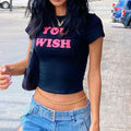 YOU WISH Graphic Baby Tee for Women – Black Y2K Crop Top | physical by 303™ (formerly 303)