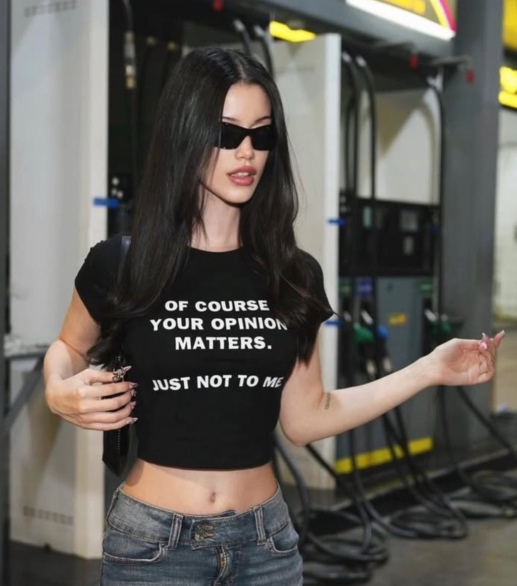 Your Opinion Matters Crop Top – Black Baby Tee for Women | physical by 303™ (formerly 303)