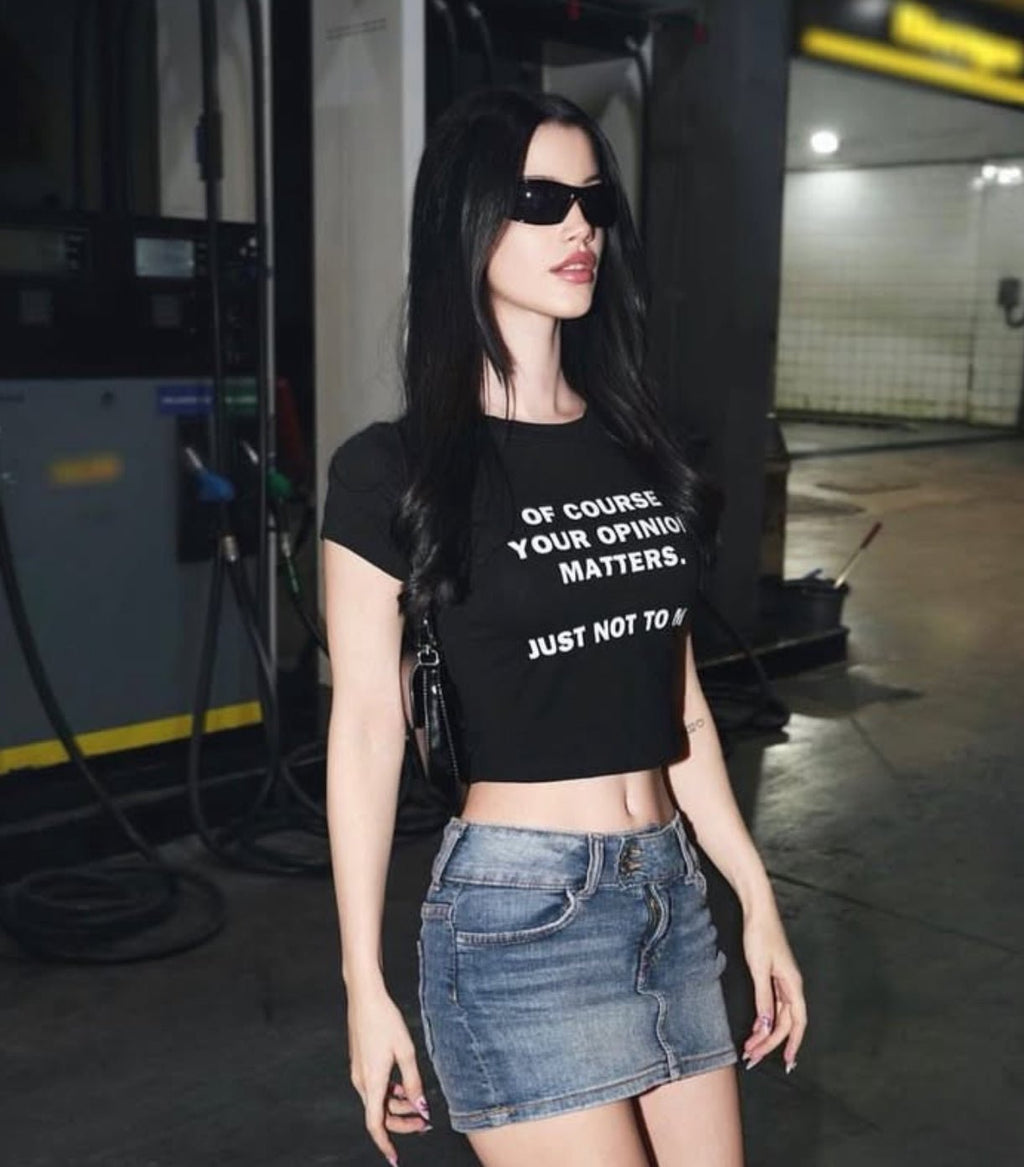 Your Opinion Matters Crop Top – Black Baby Tee for Women | physical by 303™ (formerly 303)
